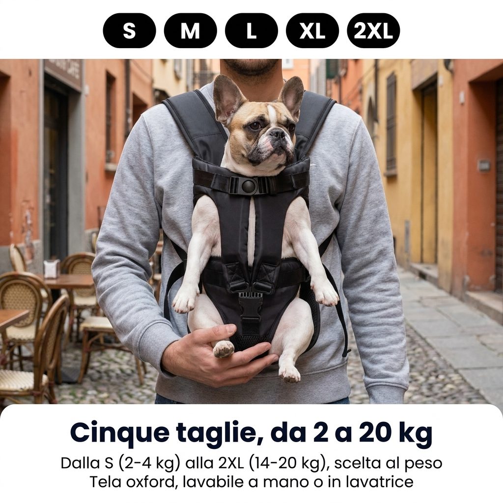 Cinque taglie da 2 a 20 kg