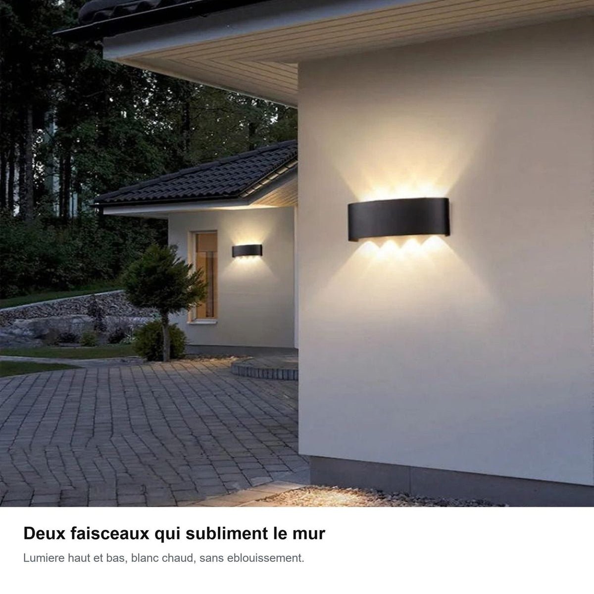 Due fasci di luce che valorizzano la parete
