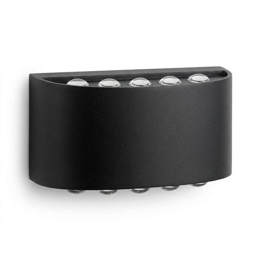 Applique nera 4 W, due fasci, bianco caldo