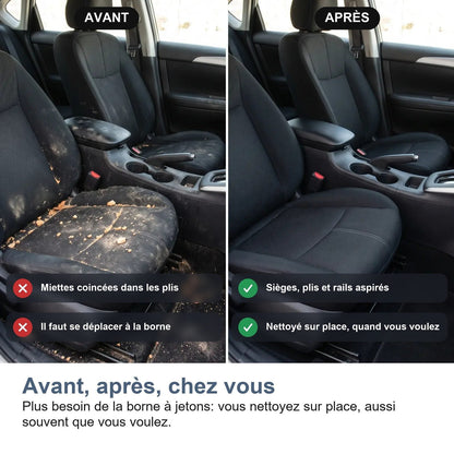Abitacolo prima e dopo il passaggio dell'aspirapolvere per auto