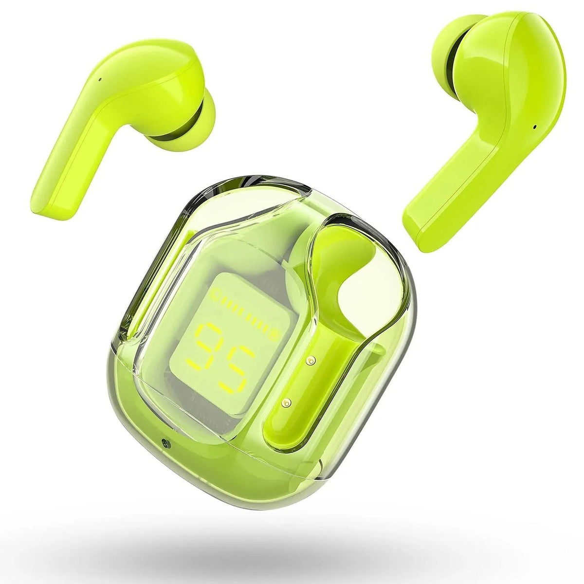 Auricolari Bluetooth wireless con custodia trasparente, colore verde
