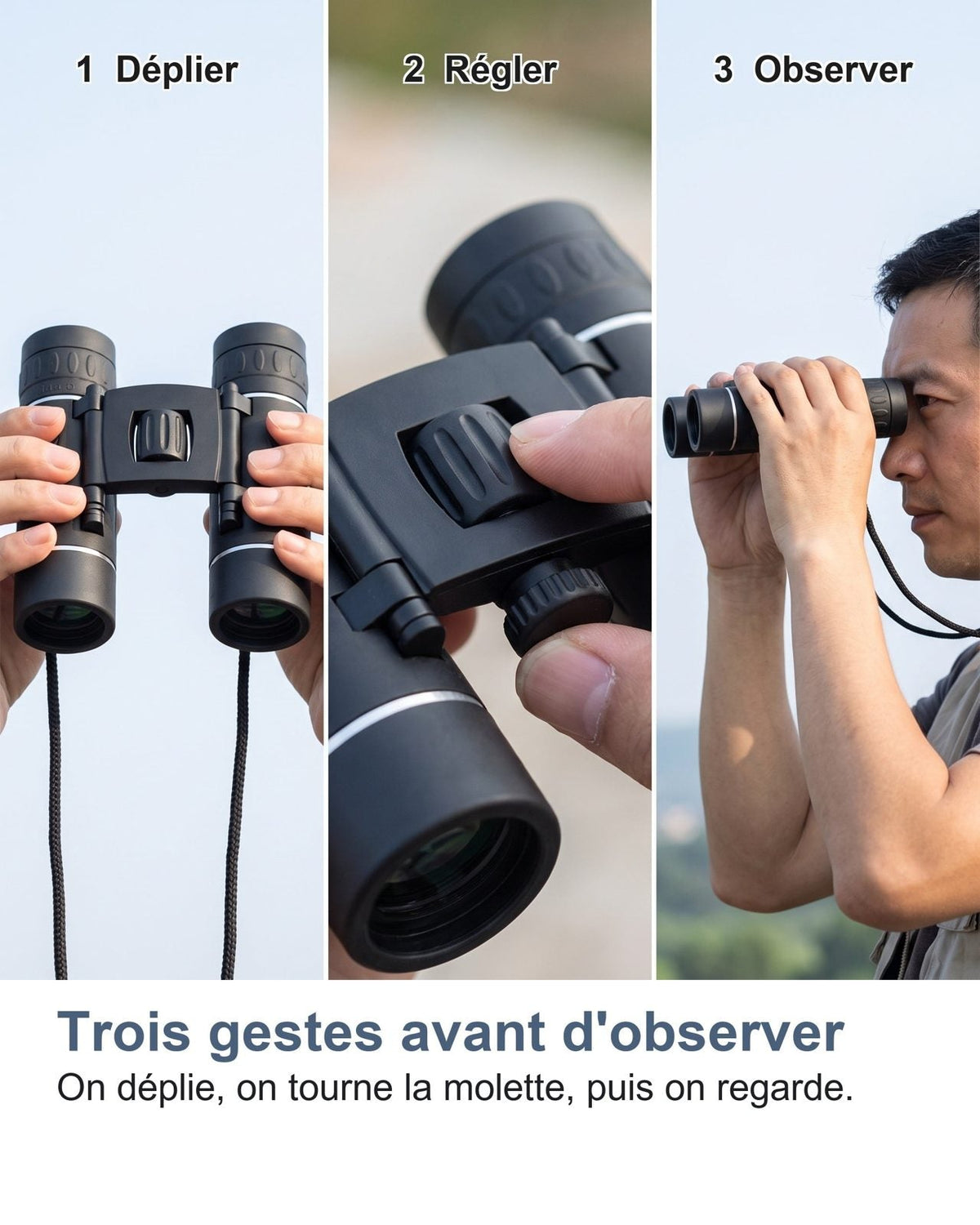 Tre gesti prima di osservare: apri, giri la rotella, poi guardi