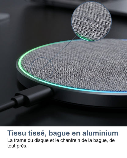 Tessuto intrecciato, ghiera in alluminio: la trama del disco e lo smusso della ghiera, da vicino