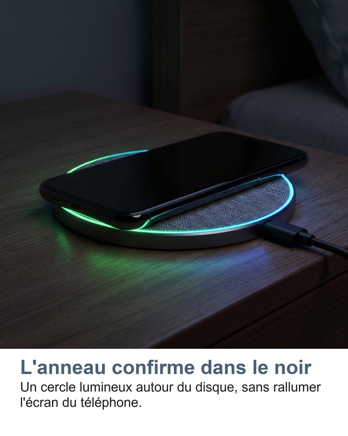 L'anello conferma anche al buio: un cerchio luminoso attorno al disco, senza riaccendere lo schermo del telefono