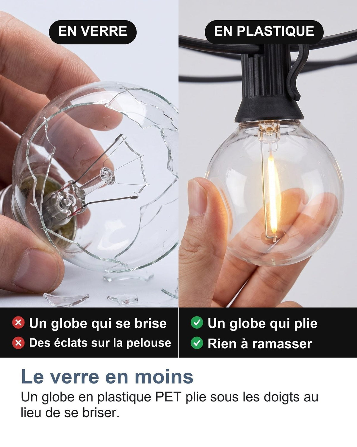 Senza vetro: un globo in plastica PET si piega tra le dita invece di rompersi