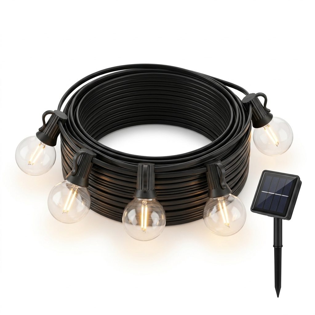 Catena luminosa solare da esterno, 16,5 m e 50 lampadine LED
