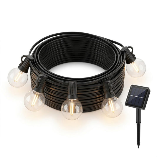 Catena luminosa solare da esterno, 16,5 m e 50 lampadine LED