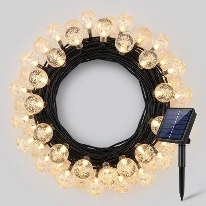 Catena luminosa solare 50 sfere di cristallo, colore bianco caldo