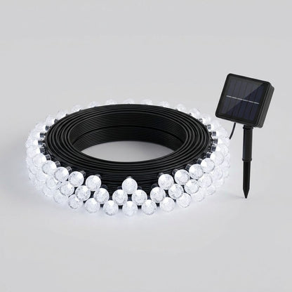 Catena luminosa solare 50 sfere di cristallo, colore bianco