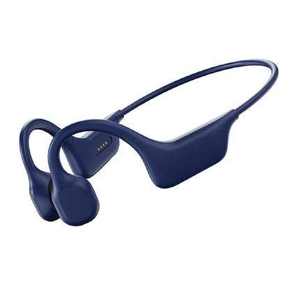 Cuffie a conduzione ossea con archetto dietro la nuca, Bluetooth 5.3, colore blu