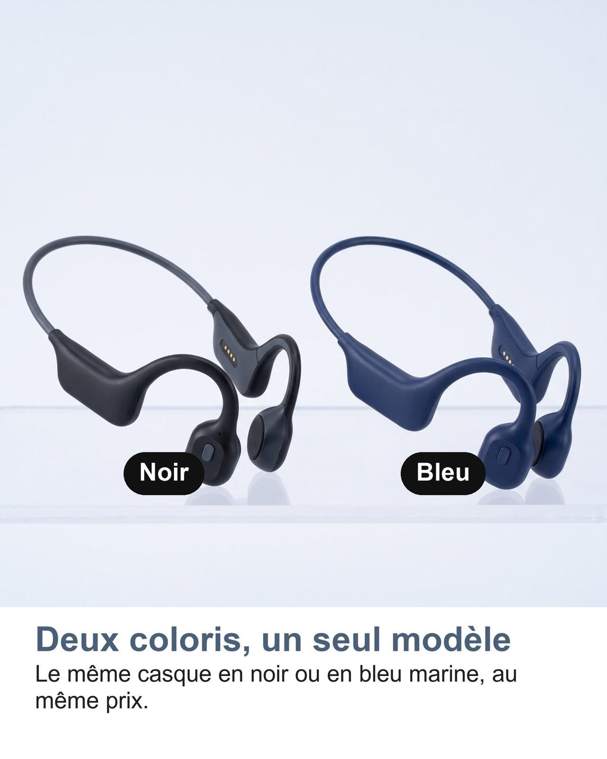 Due colori, un solo modello: le stesse cuffie in nero o in blu navy