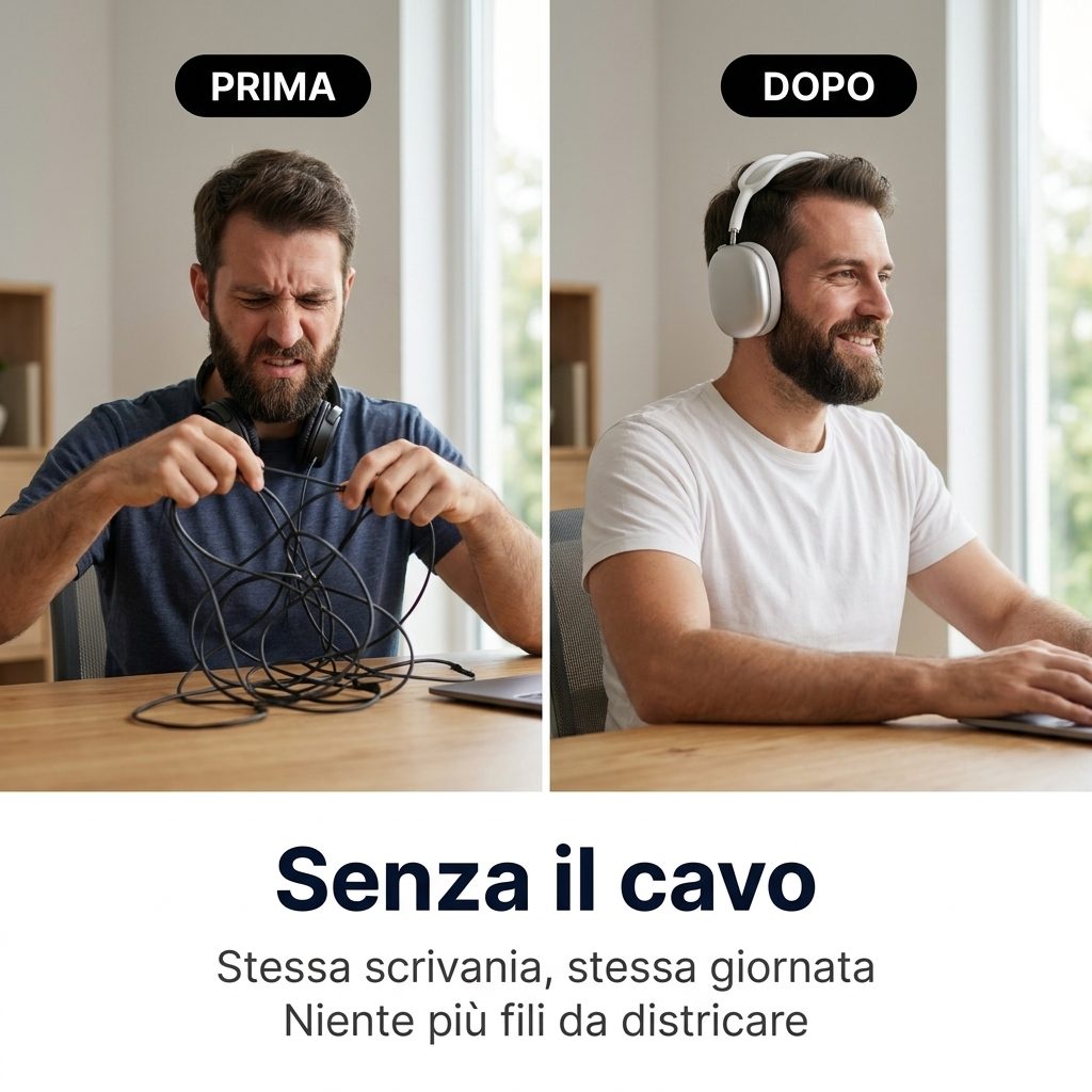 Senza cavo: stessa scrivania, stessa giornata, niente più fili da districare