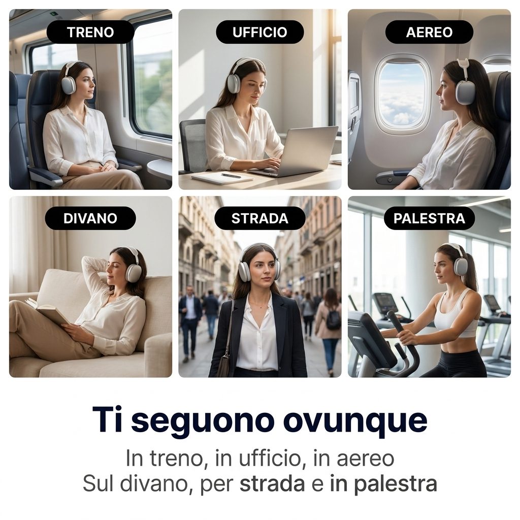 Ti seguono ovunque: in treno, in ufficio, in aereo, sul divano, per strada e in palestra