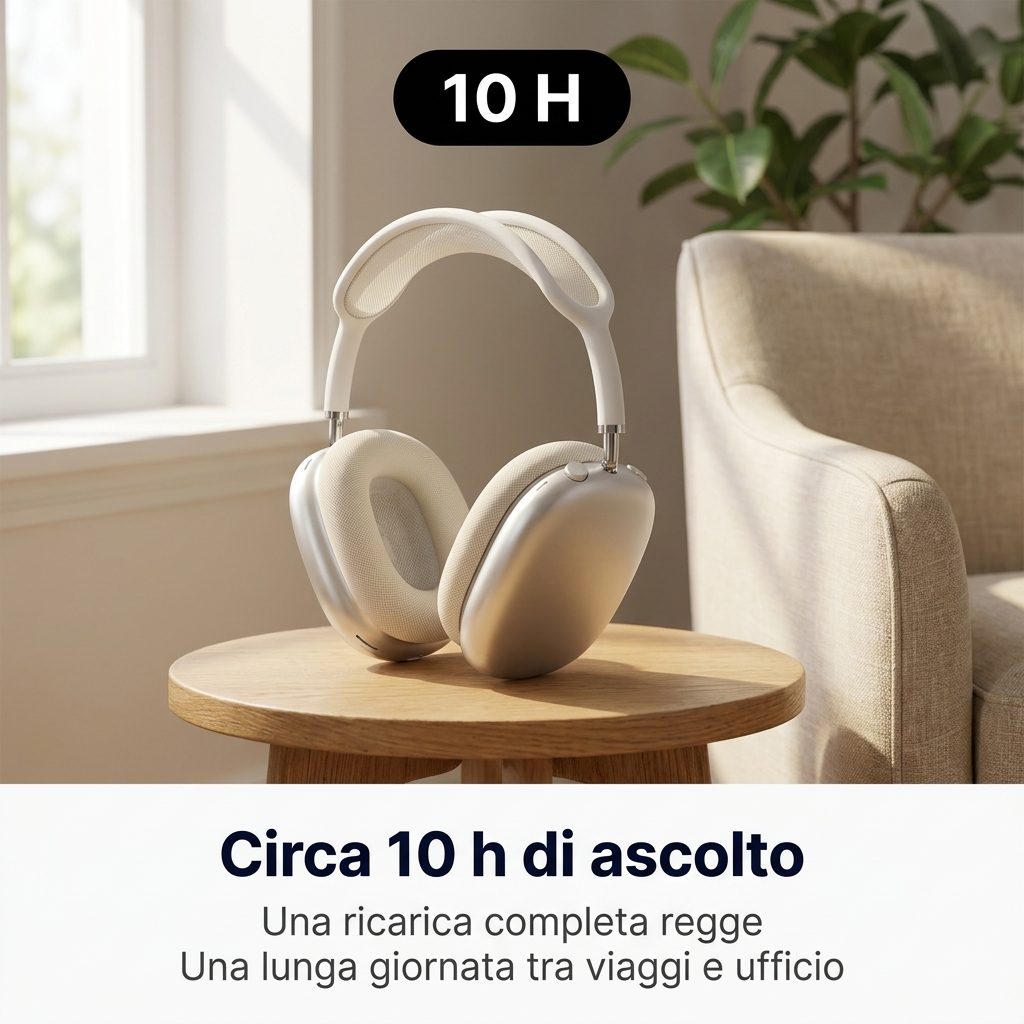 Circa 10 h di ascolto: una ricarica completa regge una lunga giornata tra viaggi e ufficio
