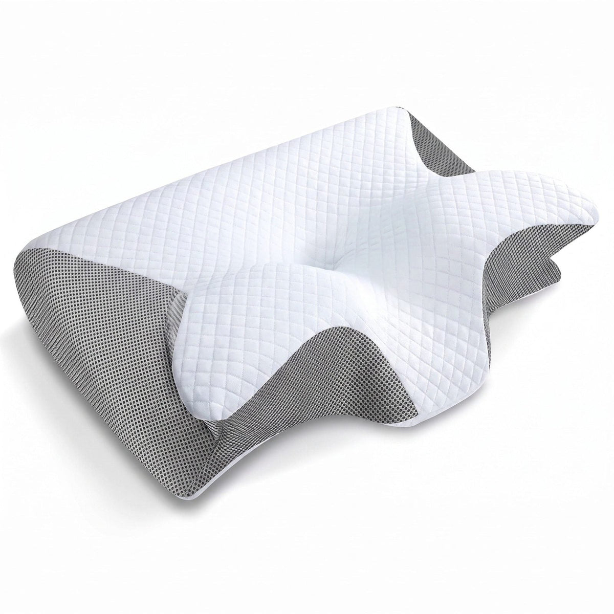 Cuscino cervicale memory foam a farfalla, colore grigio