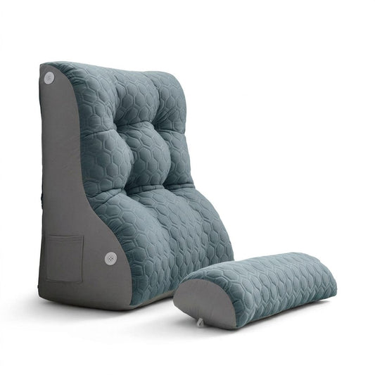 Cuscino da lettura per letto, schienale triangolare, colore blu
