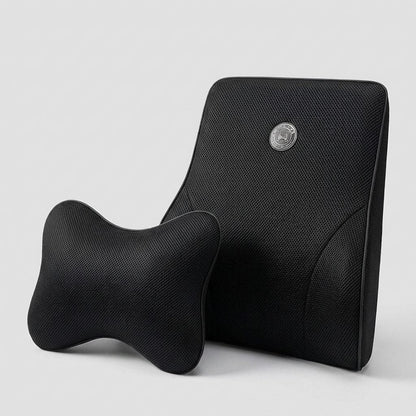 Set cuscino lombare e cervicale auto in memory foam, colore nero