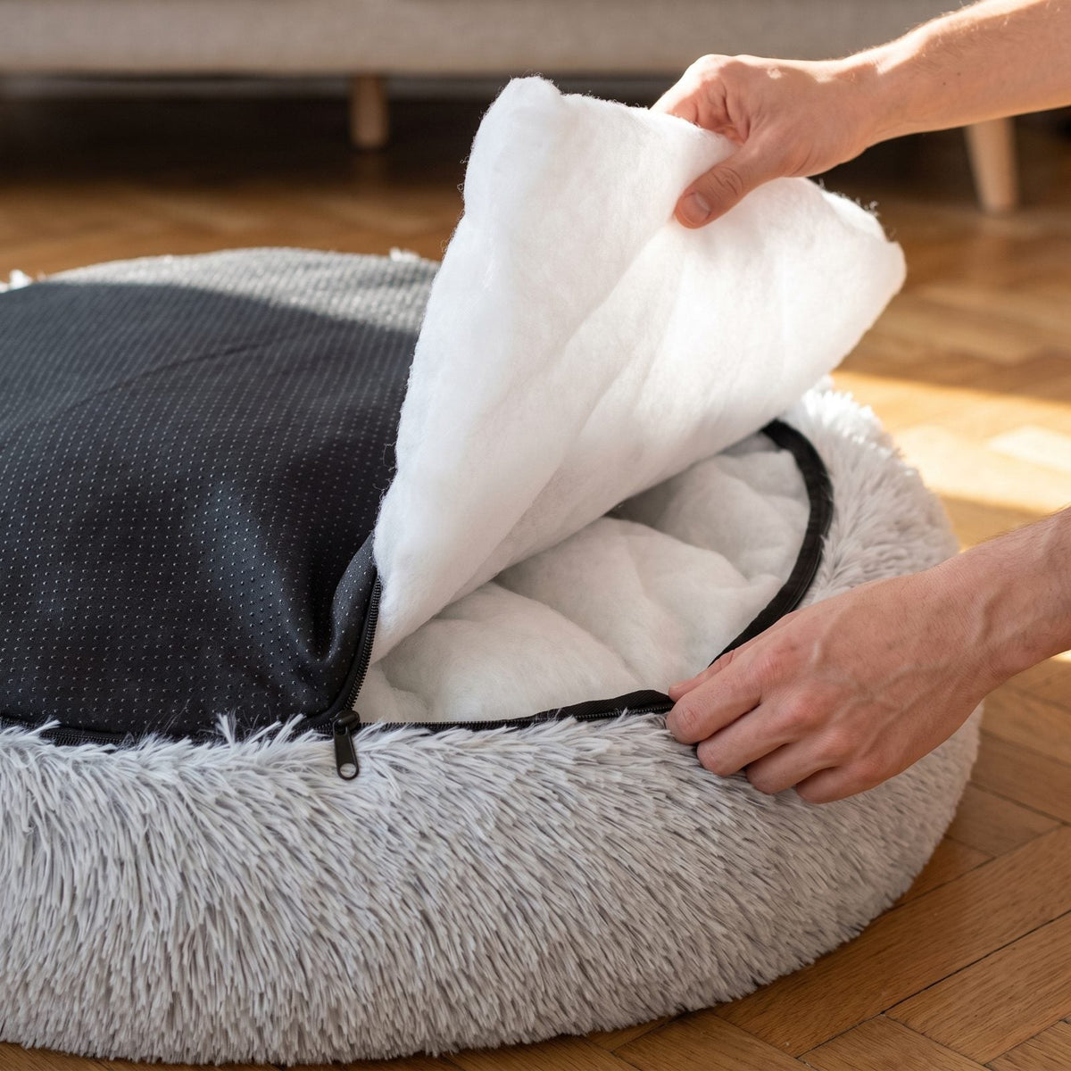 Una cerniera sotto il cuscino, e la fodera si toglie