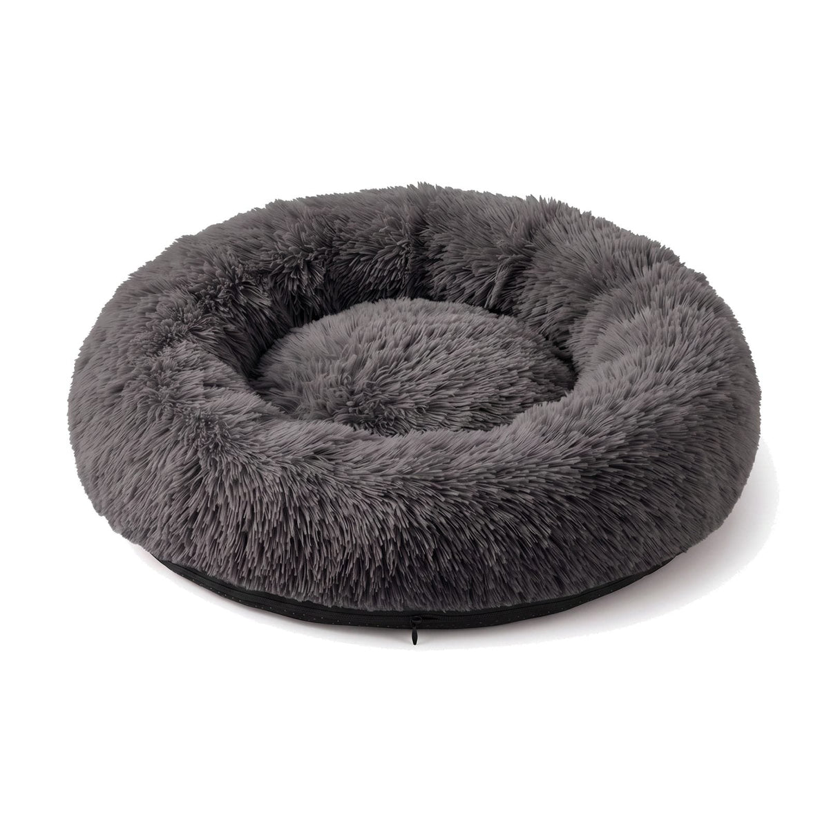 Cuscino per cani con bordo imbottito, sfoderabile e lavabile in lavatrice, colore grigio scuro