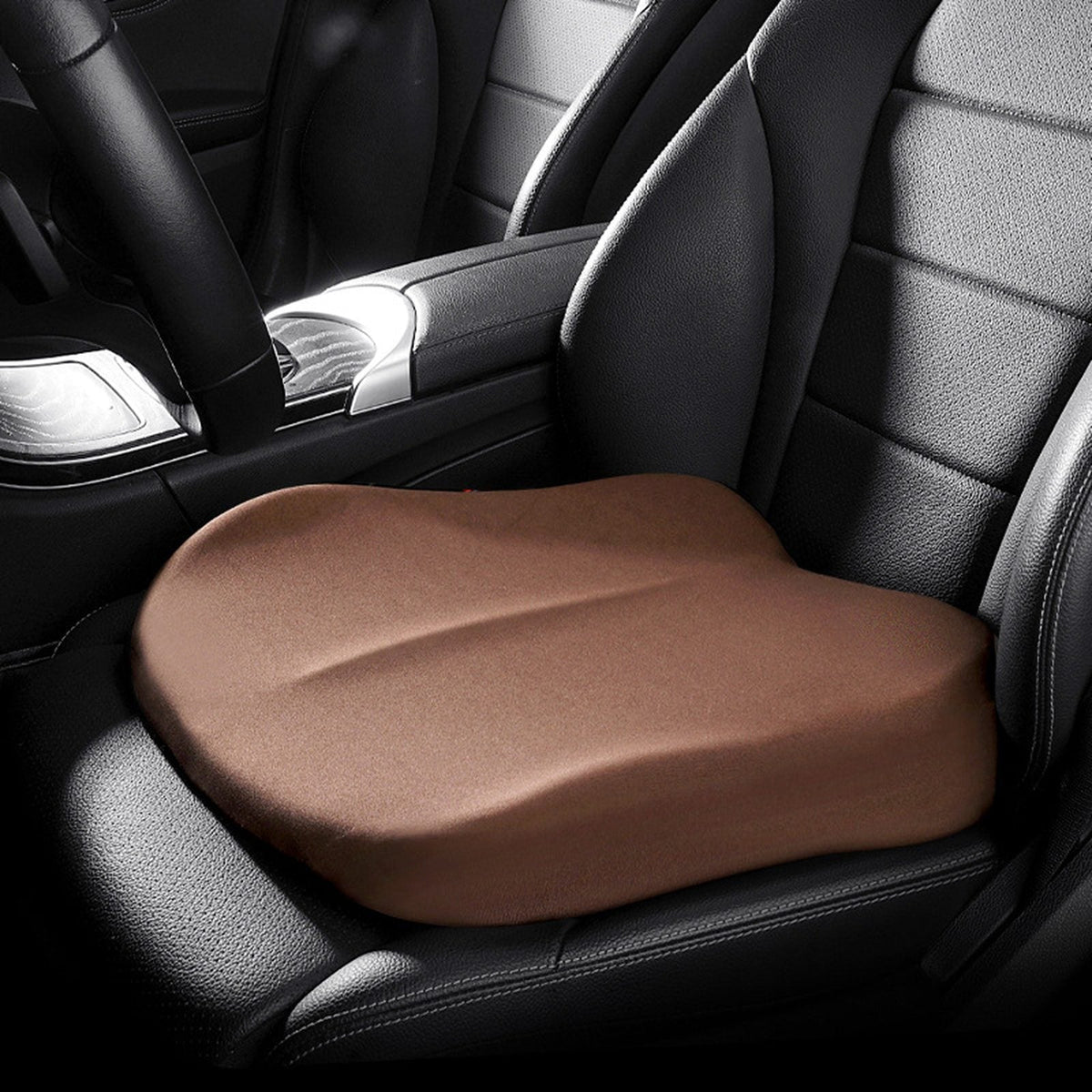 Cuscino sedile auto rialzo in memory foam, colore caffè