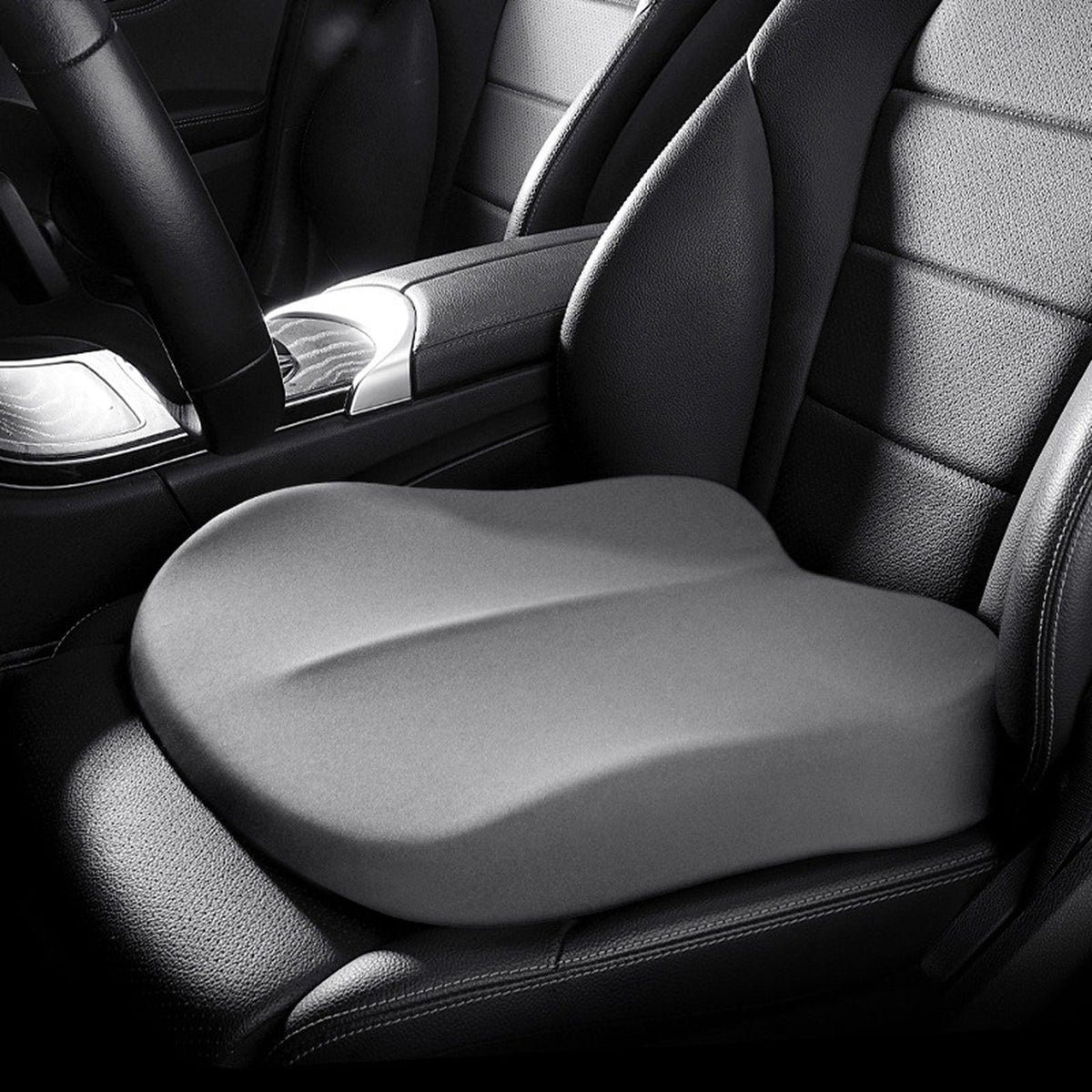 Cuscino sedile auto rialzo in memory foam, colore grigio