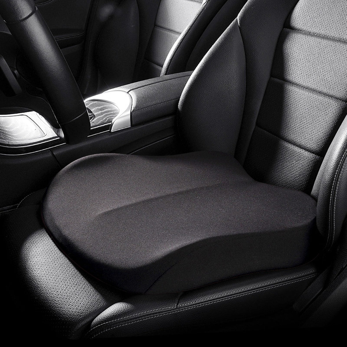 Cuscino sedile auto rialzo in memory foam, colore nero