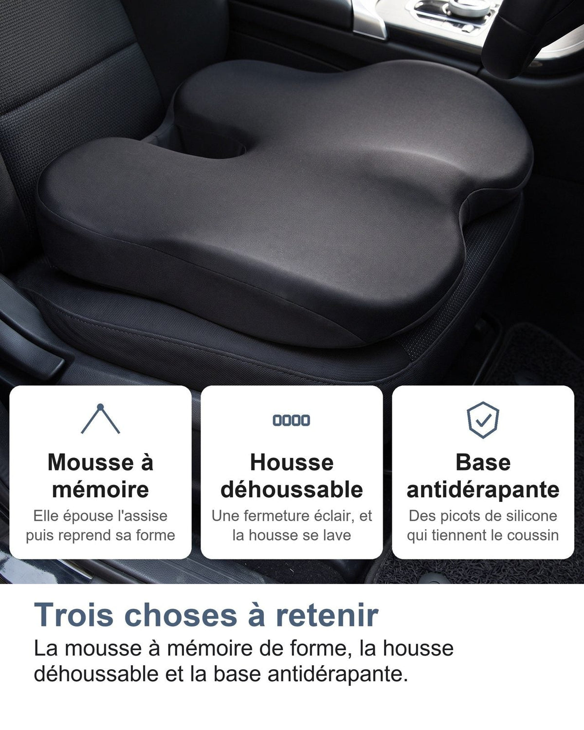 Tre cose da ricordare: il memory foam, la fodera sfoderabile e la base antiscivolo