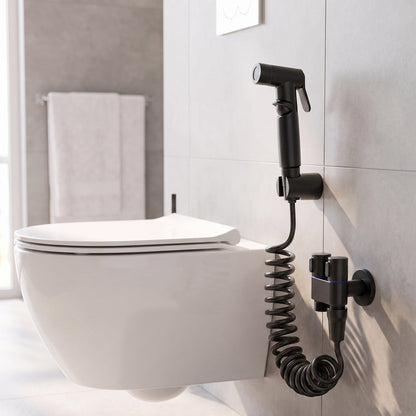 Doccetta WC in ottone, kit doccetta bidet con flessibile 2 m, finitura nera
