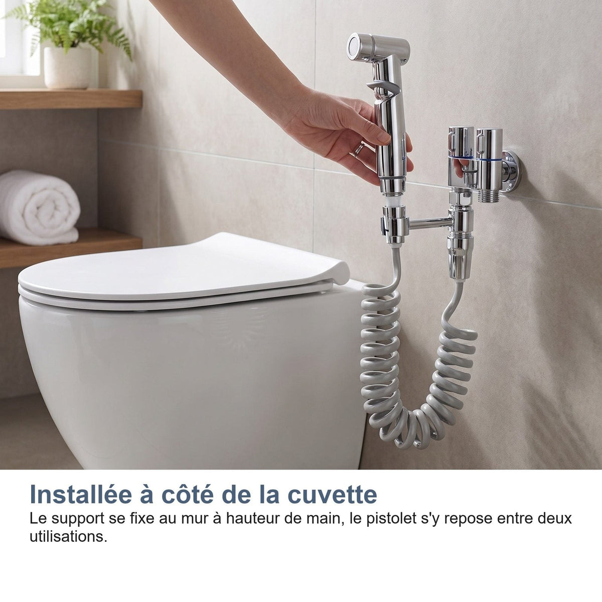Installata accanto al vaso, con supporto girevole a 360 gradi
