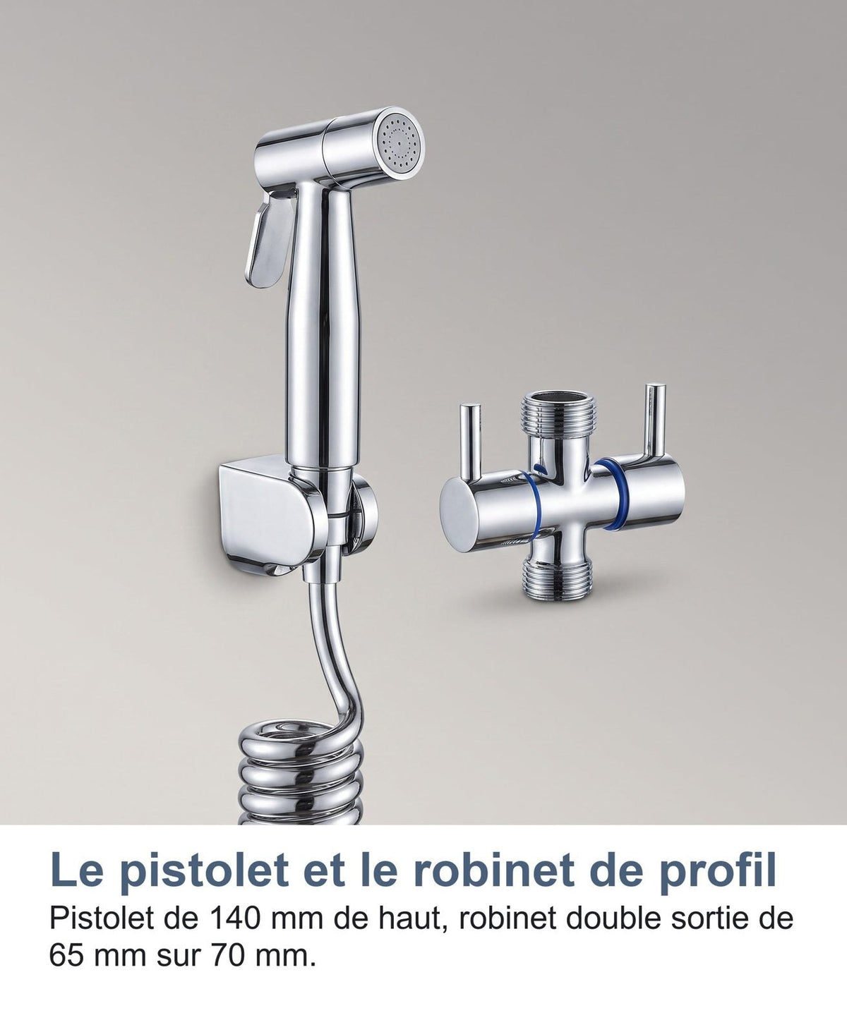 La pistola e il rubinetto di profilo con le dimensioni