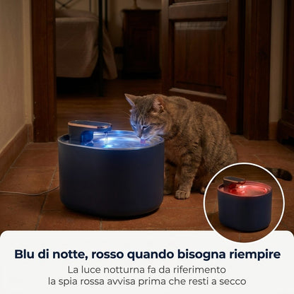 Blu di notte, rosso quando bisogna riempire: la luce notturna fa da riferimento, la spia rossa avvisa prima che resti a secco