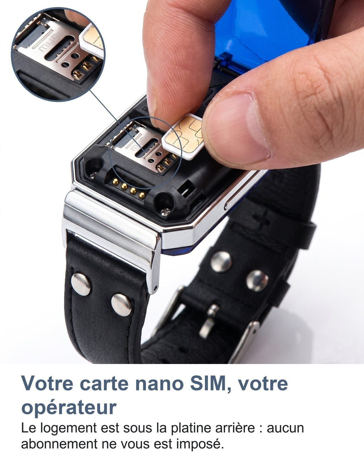 La tua nano SIM, il tuo operatore: l'alloggiamento è sotto la piastra posteriore, nessun abbonamento imposto