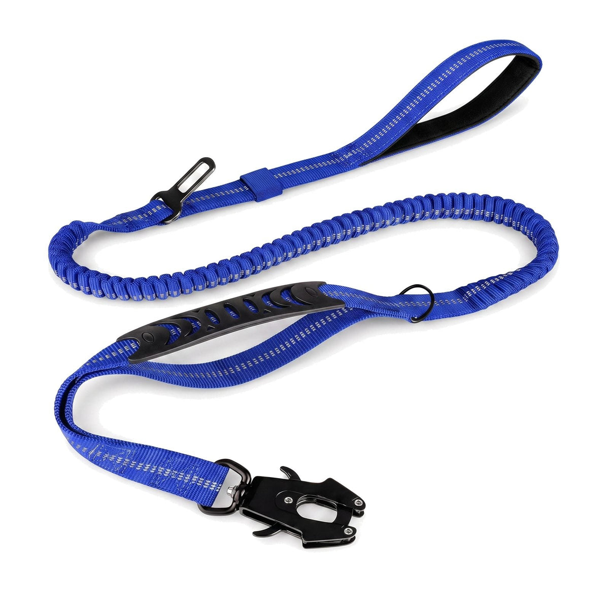 Guinzaglio elastico cane con doppia impugnatura, 120-178 cm, colore blu