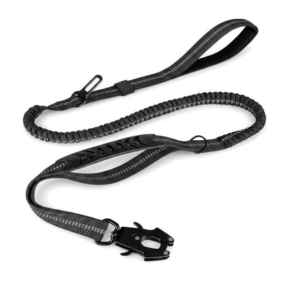 Guinzaglio elastico cane con doppia impugnatura, 120-178 cm, colore nero