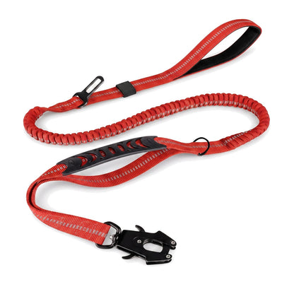 Guinzaglio elastico cane con doppia impugnatura, 120-178 cm, colore rosso