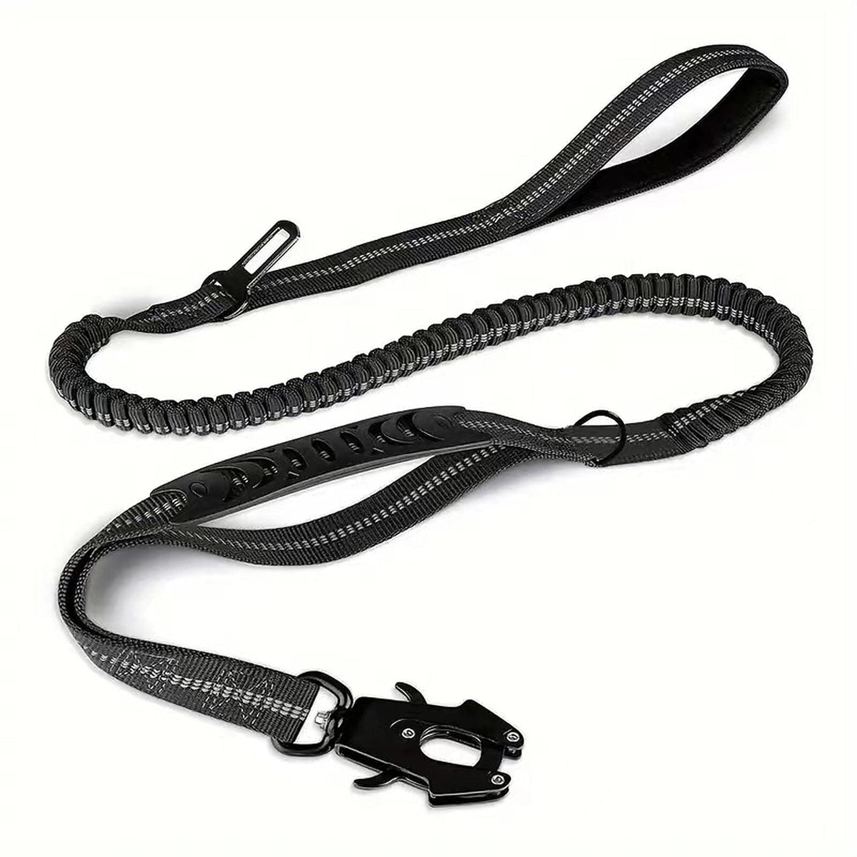 Guinzaglio elastico per cani antistrappo riflettente, colore nero
