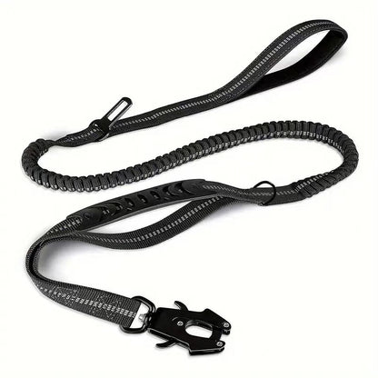 Guinzaglio elastico per cani antistrappo riflettente, colore nero