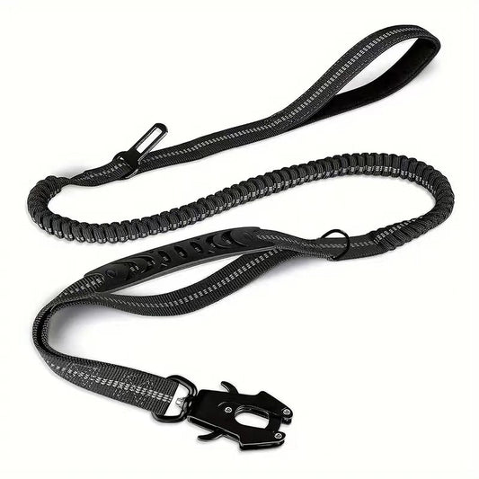 Guinzaglio elastico per cani antistrappo riflettente, colore nero