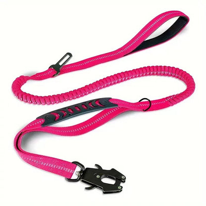 Guinzaglio elastico per cani antistrappo riflettente, colore rosa