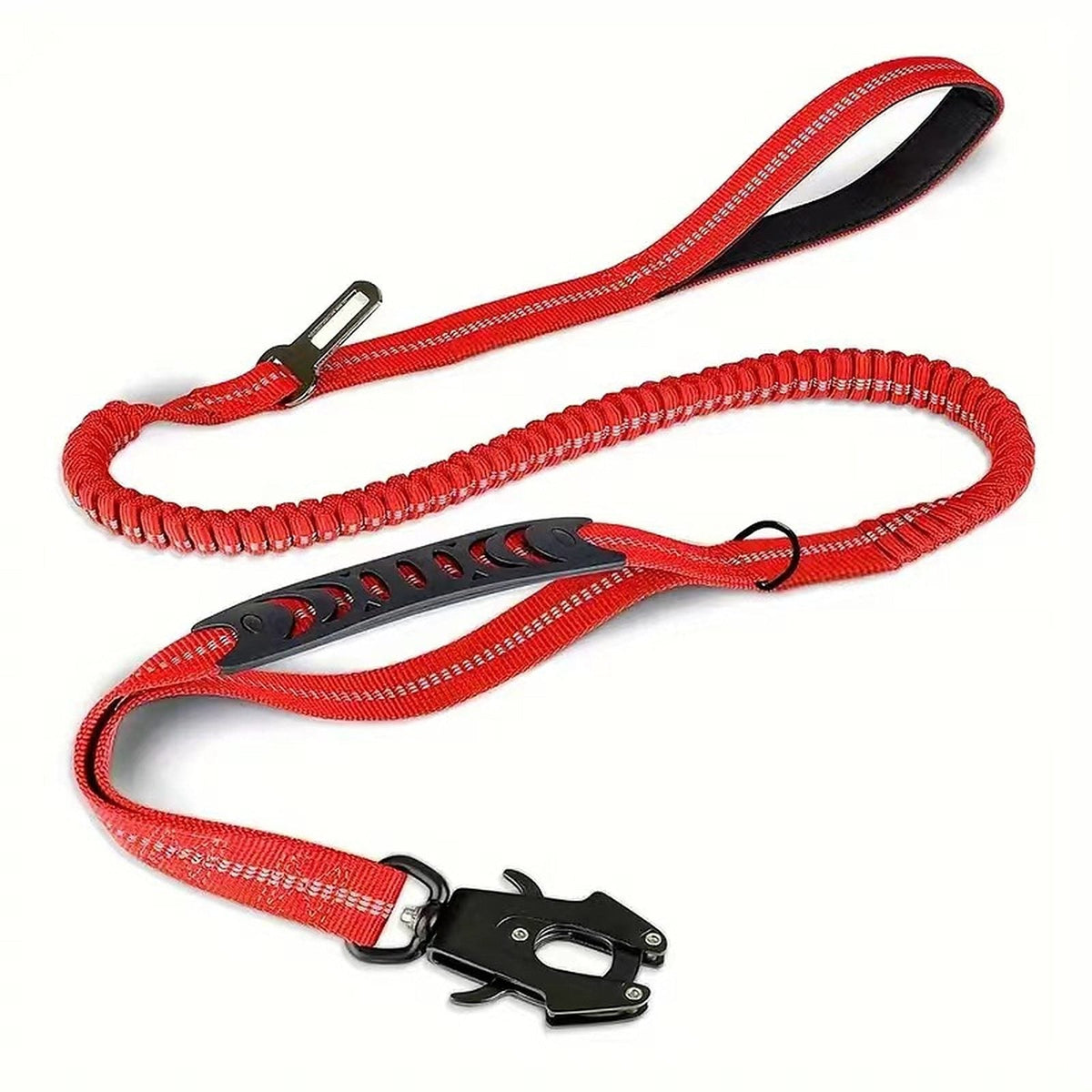 Guinzaglio elastico per cani antistrappo riflettente, colore rosso