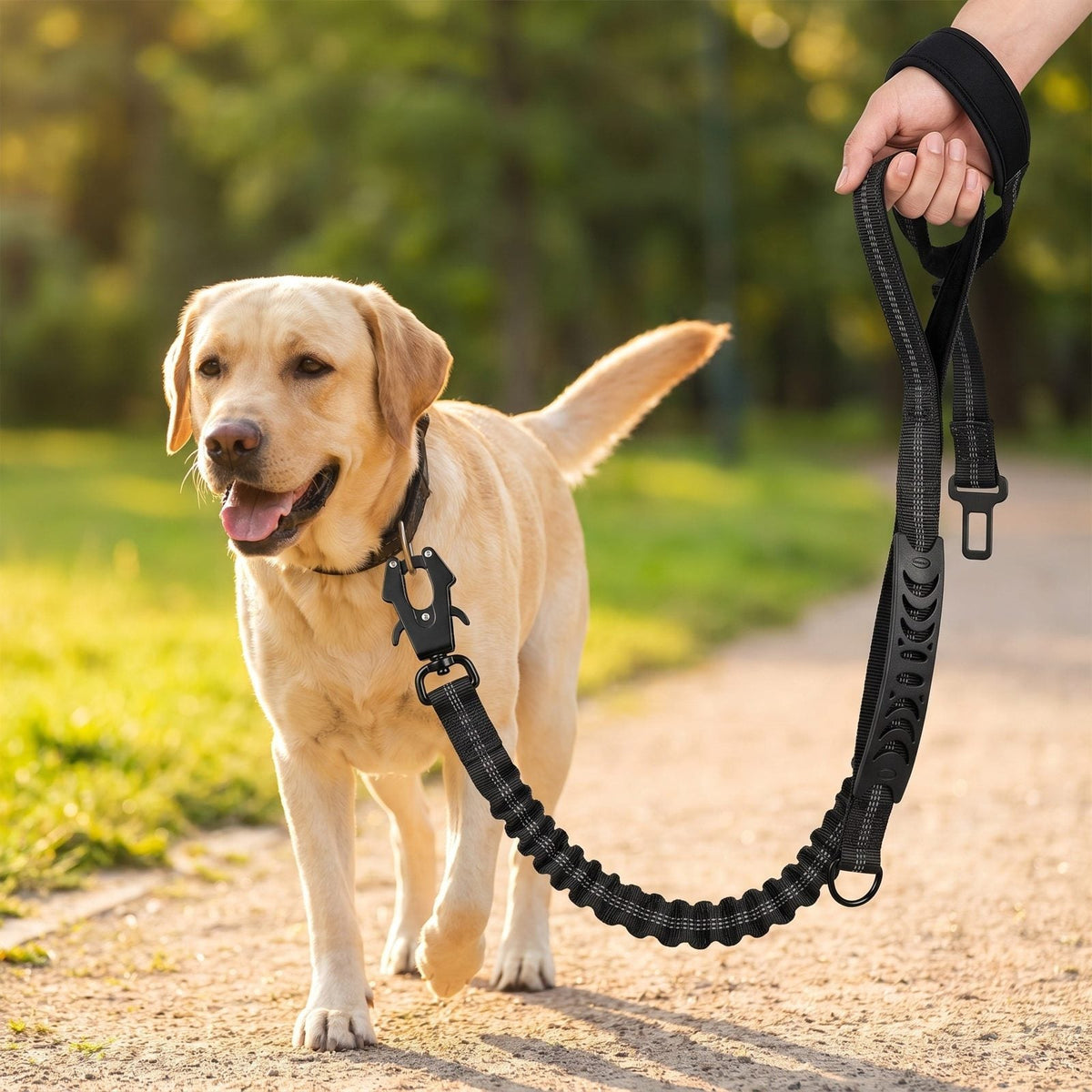 Guinzaglio elastico per cani antistrappo e riflettente