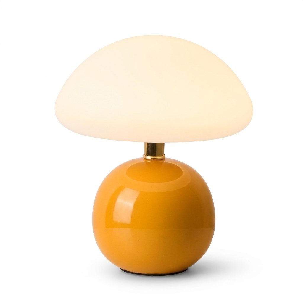 Lampada da comodino touch a fungo in ceramica, colore rosa
