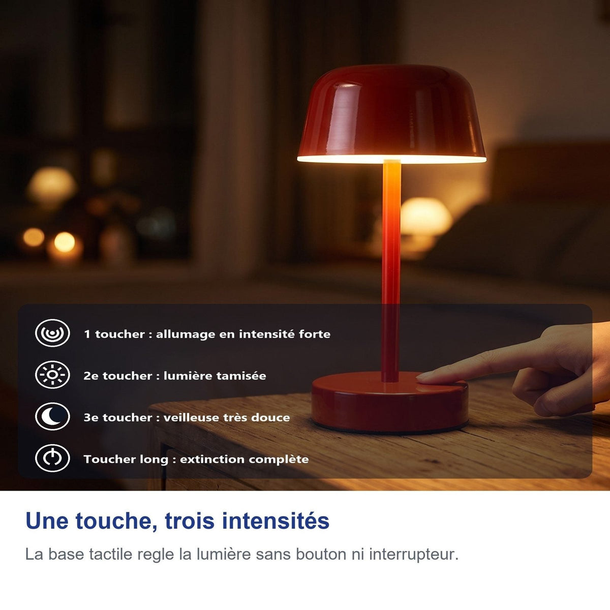 Un tocco, tre intensità di luce