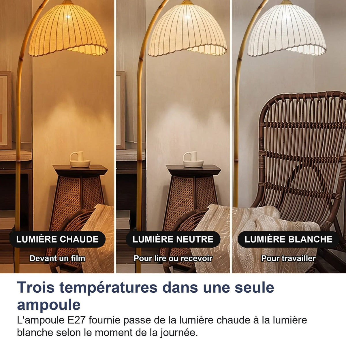 Le tre temperature di luce della lampada: calda, neutra e bianca