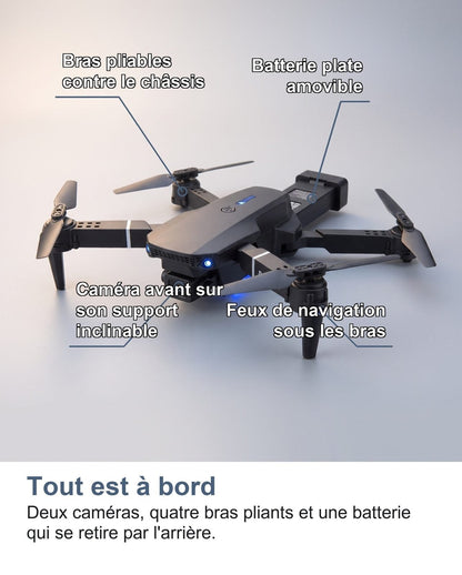 Il mini drone aperto visto di tre quarti