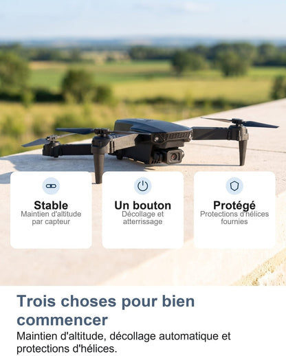 Il mini drone appoggiato all'aperto