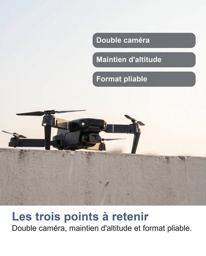 Il mini drone appoggiato su un muretto