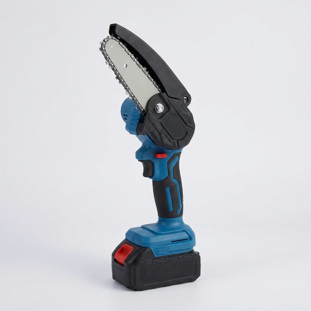 Mini motosega a batteria, colore blu