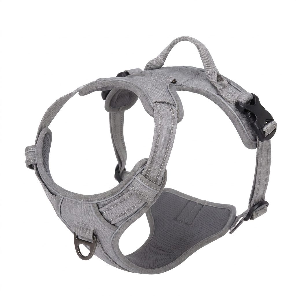 Pettorina cane antitiro regolabile, colore grigio