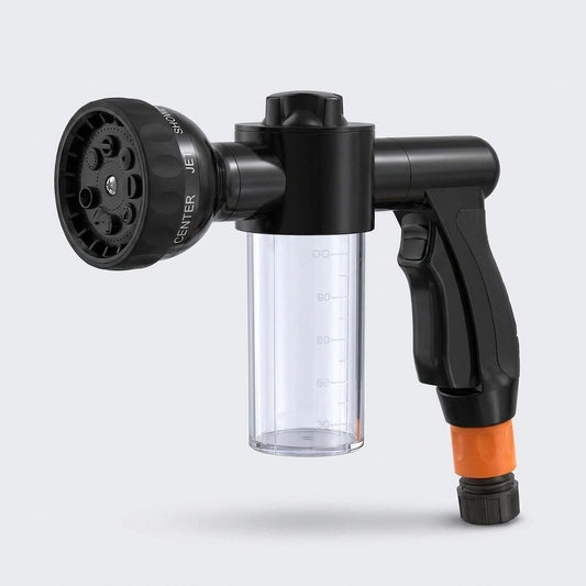 Pistola irrigazione 8 getti con serbatoio sapone, colore nero